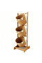 FFD 3-Tier Wooden Storage Rack with Handwoven Jute Baskets - Freestanding Organizer for Kitchen, Bathroom & Living Room