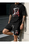 Bear Printed Oversize Tshirt Shorts Set