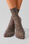 Women's Gray Snakeskin Patterned Thin Transparent Socks