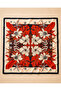 Women's Red Tropical Floral Patterned 50X50 cm Satin Scarf, Black Edged Silky Textured Square Neck Hair and Bag Accessory - 5