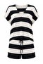 Black-Cream Striped V-Neck Shorts Set - 2Y241033