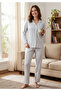 Women's Striped Front Buttoned Shirt with Collar 100% Cotton Milan Pajama Set