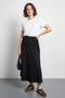 Women's Belted Long Flared Black Skirt - 2