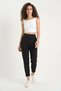 Women's Double Button Pocket Detailed Balloon Black Trousers - 3
