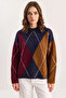 Women's Baklava Navy Blue Claret Red Sweater - 7