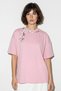 Women's Scarf Pearl Detailed Crew Neck Oversize Pink T-Shirt