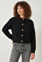 Women's Buttoned Patterned Knitwear Black Cardigan - 2