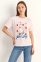 Women's Printed Embroidery Detailed Relaxed Fit t Shirt Powder - 4