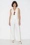 Women's V-Neck Buttoned Vest Wide Leg White Suit
