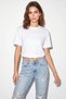 Women's Elastic Waist Balloon Form Crop t Shirt White - 4