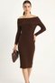 Women's Madonna Collar Knitwear Brown Dress - 3