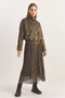 Women's Mix Plaid Patterned Wrinkle Effect Lined Midi Chiffon Khaki Skirt - 4
