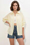 Women's Oversize Striped Yellow Shirt - 2