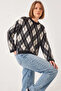 Women's Shaded Diamond Pattern Slit Knitwear Black Sweater - 6