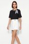 Women's Gold Printed Chain Scarf Detailed Oversize t Shirt Black - 3