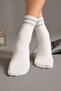 Women's White Gray Double Striped Textured Flexible Above-Ankle Socks - 4