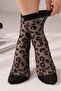 Women's Black Leopard Patterned Thin Transparent Wide Band Socks - 3