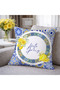Hello Spring Blue Yellow Tile Patterned Decorative Throw Pillow Cover 43X43 cm - 3