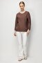 Women's Crew Neck Seamless Sweater V.Kahve - 2