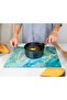 Kitchenville Glass Cutting Board 16"x12": Tempered Glass Kitchen Counter Protector - Durable- Scratch-Resistant, Heat-Proof - Design 9 - Teal Ocean - 6
