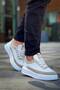Zrk-X006 Premium High Sole White Beige Lace-Up Men's Sneaker - 4