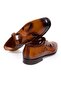 Tan Color Laceless Genuine Leather Men's Shoes - 2