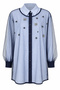 Stone Accessory Detail Striped Shirt 19572 Navy Blue - 4
