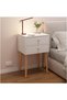 White Bedside Table, Modern Simple Wooden Nightstand, Bedroom Storage Night Table with Drawers, Suitable for Bedroom, Living Room, Study Room (Double Drawer)