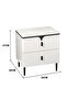 Multipurpose Use Modern Design Leather Upholstered Nightstand Spacious Rock Slab Tabletop Glossy Look Side Table Durable Solid Wood Storage Cabinet with 2 Drawers for Bedroom Living Room 50x40x47 cm - 3