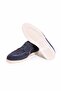Dark Blue Color Laceless Genuine Leather Men's Shoes - 3