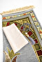 Lined Prayer Rug Set with Tulip Pattern – Crystal Prayer Beads and Special Gift Box with Bamboo Cover - 4