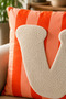 Punch Embroidered Cushion Cover - 43*43 cm - Orange Letter V - Pnk001 - 2