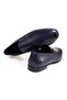 Dark Blue Color Laceless Genuine Leather Leather Sole Men's Shoes - 2