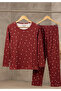 Women's Milan Long Sleeve Heart Patterned 100% Cotton Crew Neck Pajama Set - 5