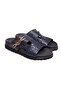 Dark Blue Color Laceless Genuine Leather Men's Slippers