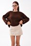 Women's Knitted Loose Sweater with Button Detail on Sleeves 265015 - - 4
