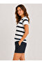 Women's V-Neck Short Sleeve Striped T-Shirt - 2