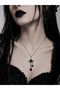 Night Shadow Black Drop Detailed Gothic Necklace – Silver Color Elegant Accessory