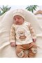 Baby Boy Hat, Teddy Bear Embroidery, Plaid Pattern, Newborn 0-3 Months, 100% Cotton, 3-Piece Bodysuit Set