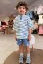Children's Striped Henley Collar T-Shirt and Shorts Set Blue - 2