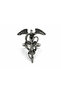 Black Detailed Metal Ring with Winged Serpent and Scepter Figures – Symbolic Design Jewelry - 4