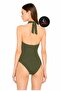 Women's Khaki Green Halter Neck No-Show Silk Jersey Bodysuit - 2