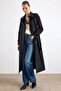 Shirt Collar Double-Breasted Water-Repellent Trench Coat Black 6819 - 2