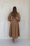 Camel Balloon Sleeves Dress with Belt - 4