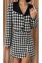 Black Double Button Jacket and Mini Skirt Set - 3