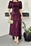Purple Midi Length Sequin Dress - 2