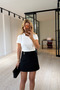 Black Short Skirt with Double Belt Detail