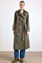 Double-Breasted Trench Coat with Cape Detail and Water-Repellent Feature Haki̇ 6890 - 4