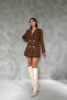 Brown Plaid Pattern Buttoned Jacket