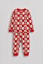 Girl's Cherry and Daisy Patterned Red Long Sleeve Bottom Top Pajama Set - 8